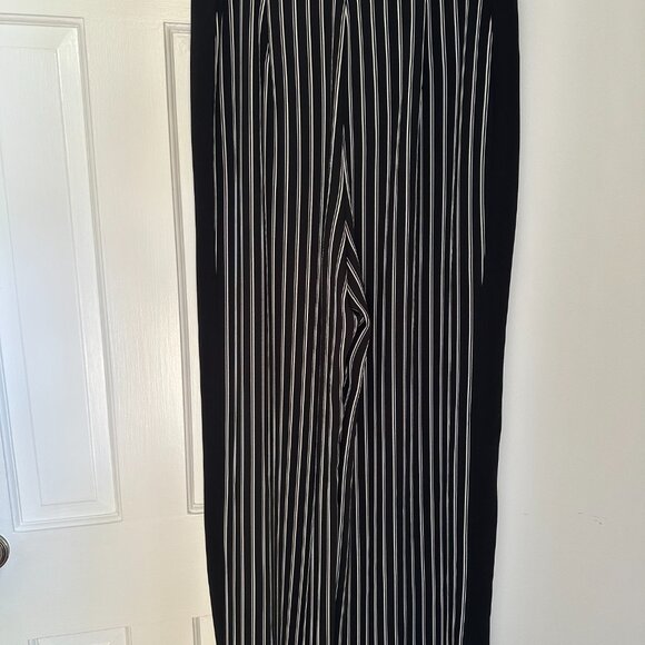 BCBGMAXAZRIA High Rise Wide Leg Pants Stripe Black - Size L - Picture 7 of 8